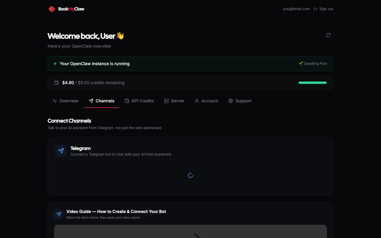 Channels configuration interface